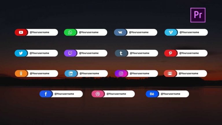 Free Social Media Lower Thirds Template for Adobe Premiere Pro.