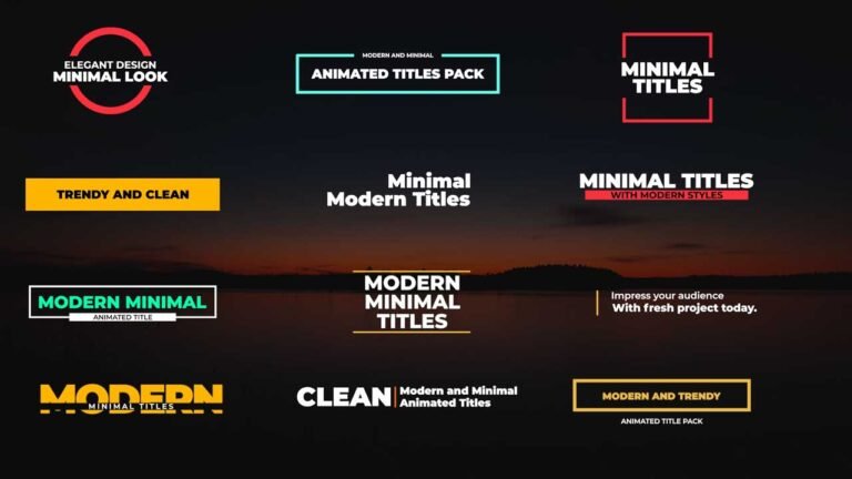 12 Free Modern and Clean Premiere Pro Title Templates.