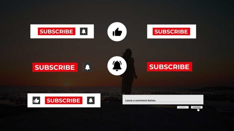 Free YouTube Subscribe and Bell Icon Intro Animations Alpha Channel and Green Screen.